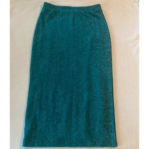 Bordeaux Straight Pencil Skirt Womens Size XS Green Floral Lined